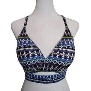Victoria's Secret Uplift No Wire Push Up Bra Womens Size 36D Blue Geometric Wrap